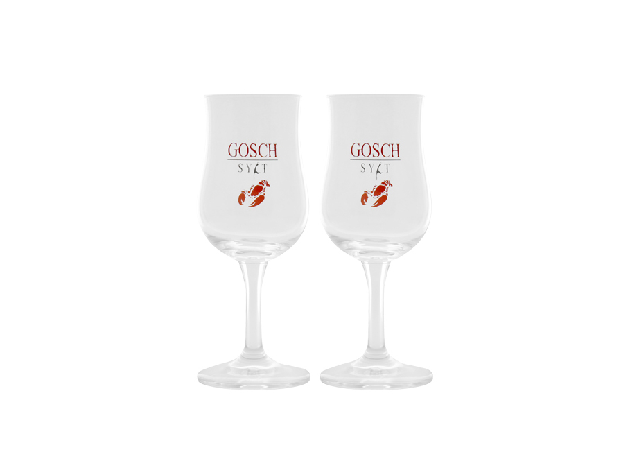 GOSCH Weingläser mit rotem Logo, 2 Stück