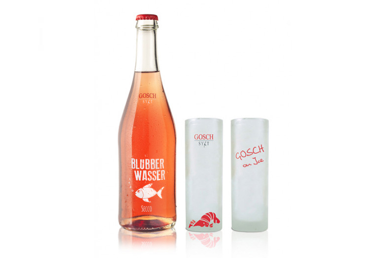 „GOSCH on Ice“ Blubberwasser Secco Rosé mit 2 Gläsern