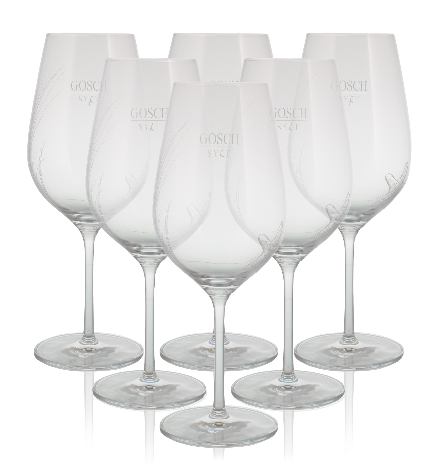 Weingläser mit Strandmotiv "Seestern", 6 Stück