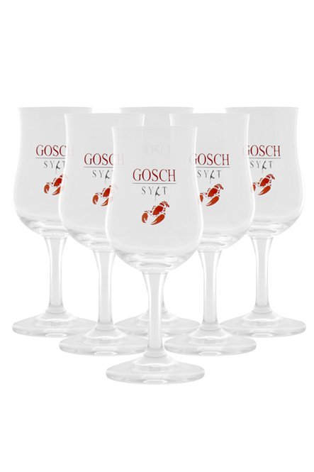 GOSCH Weingläser mit rotem Logo, 6 Stück